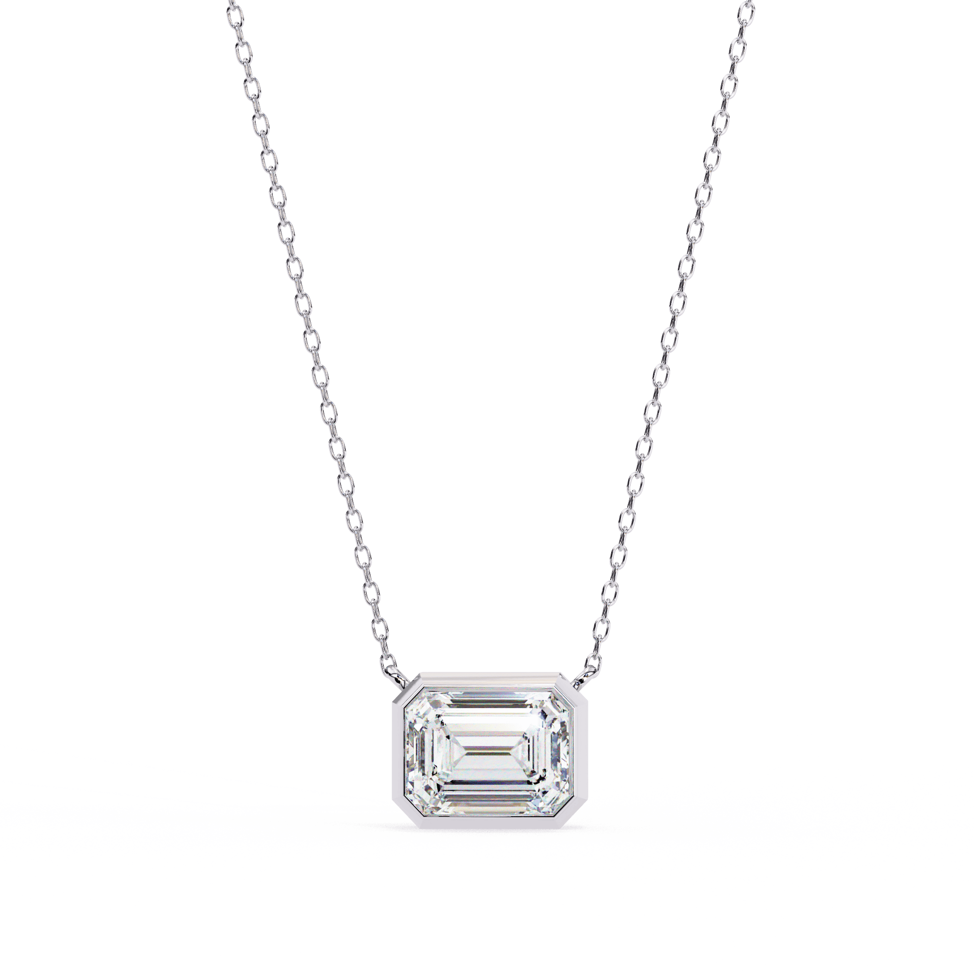 Minimalist Emerald-cut diamond  pendant
