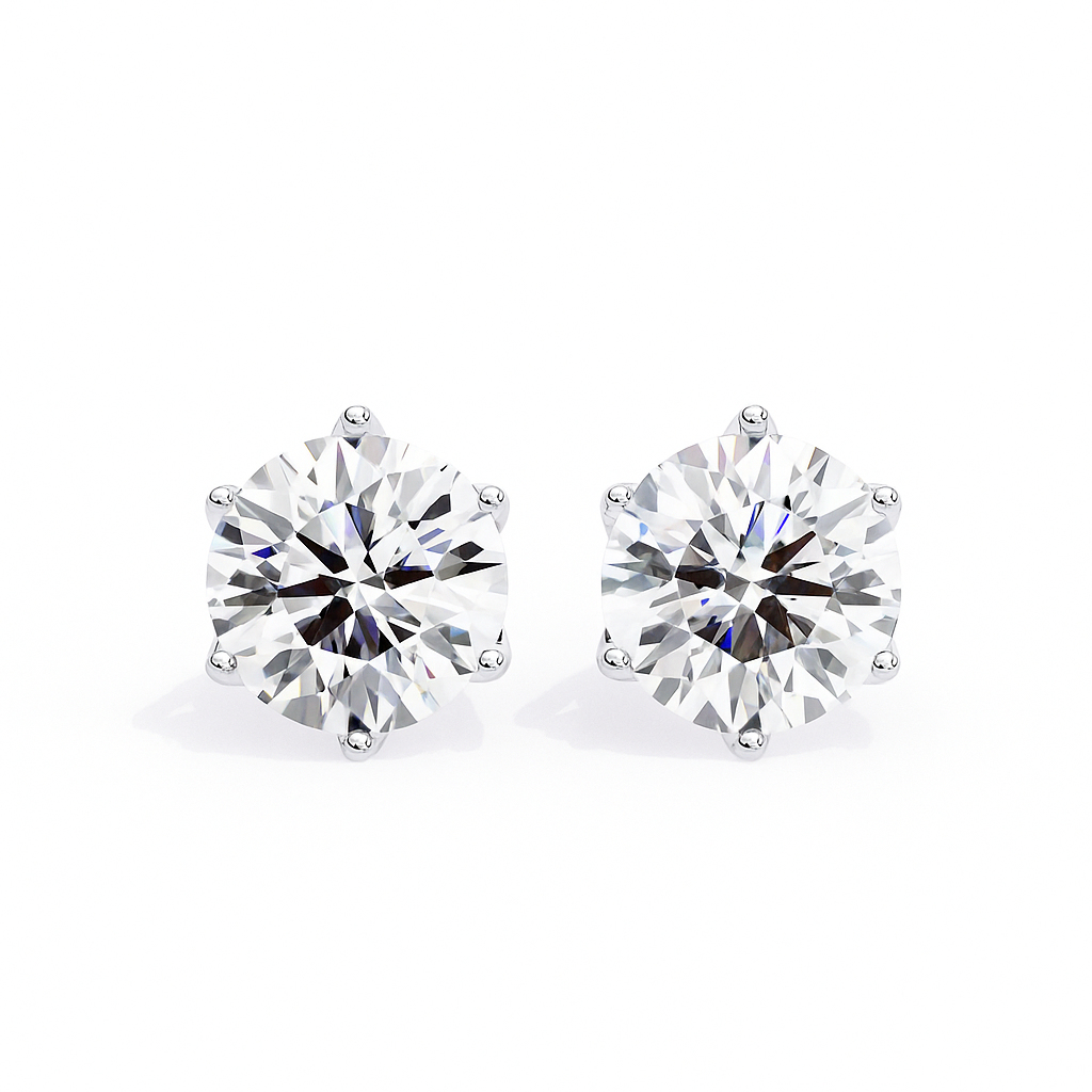  Round Brilliant Diamond Stud Earrings 