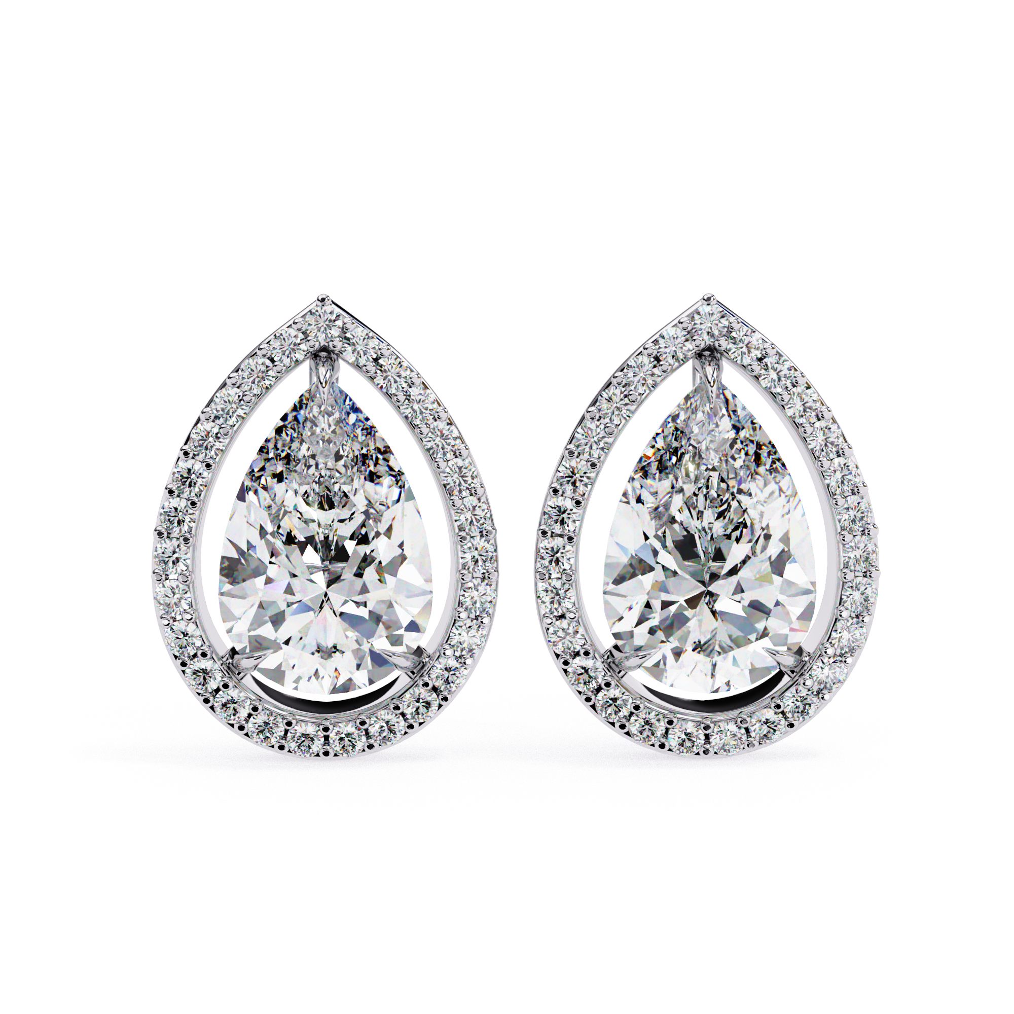 Pear halo brilliant studs