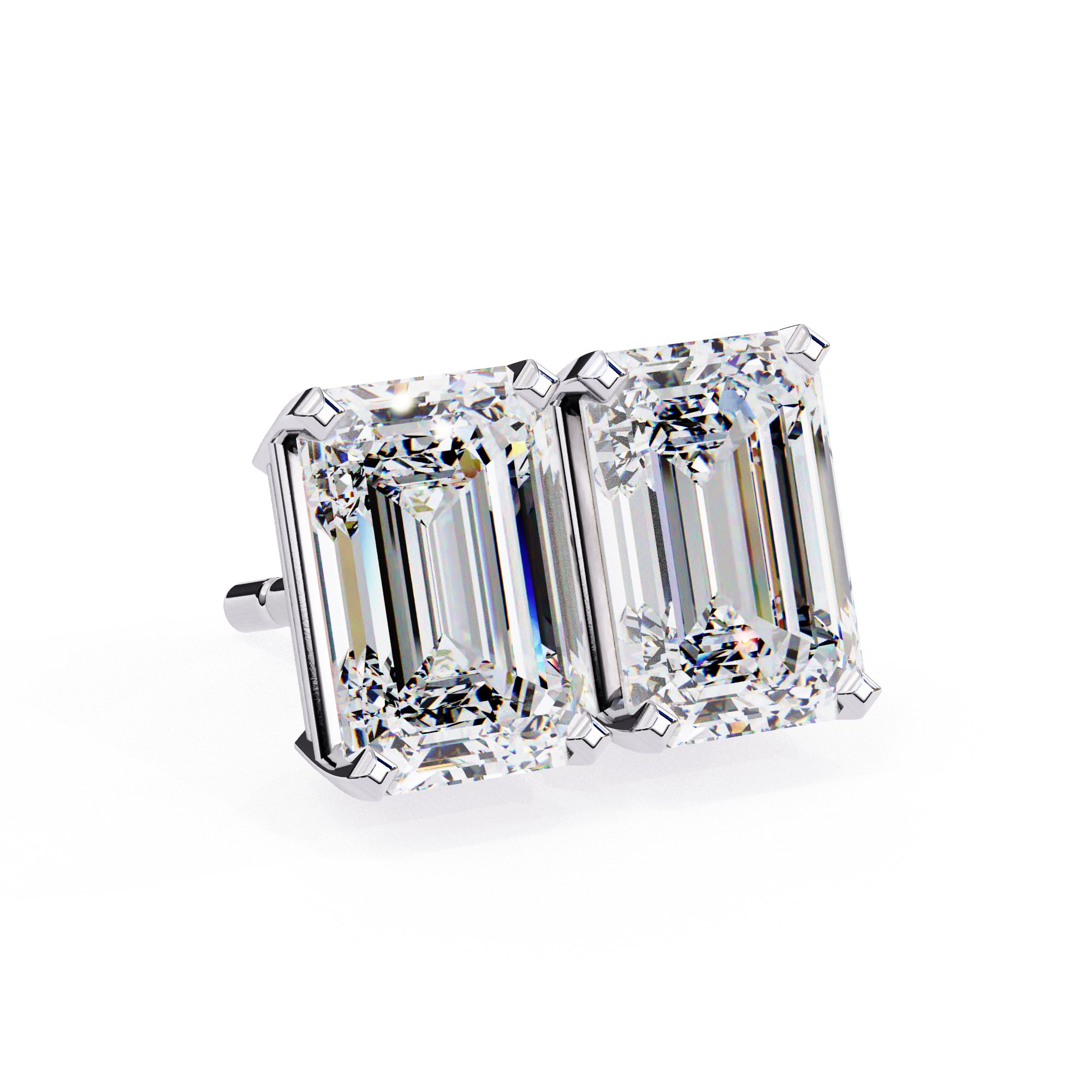 Emerald Cut Diamond Stud Earrings