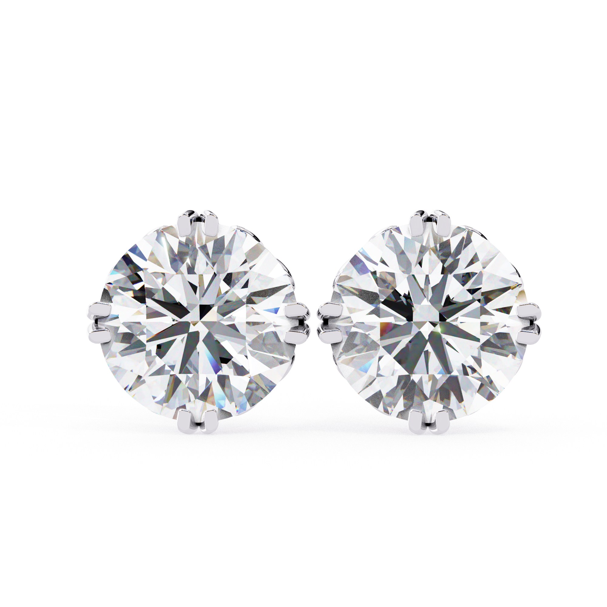 Classic Round Diamond Solitaire Stud Earrings
