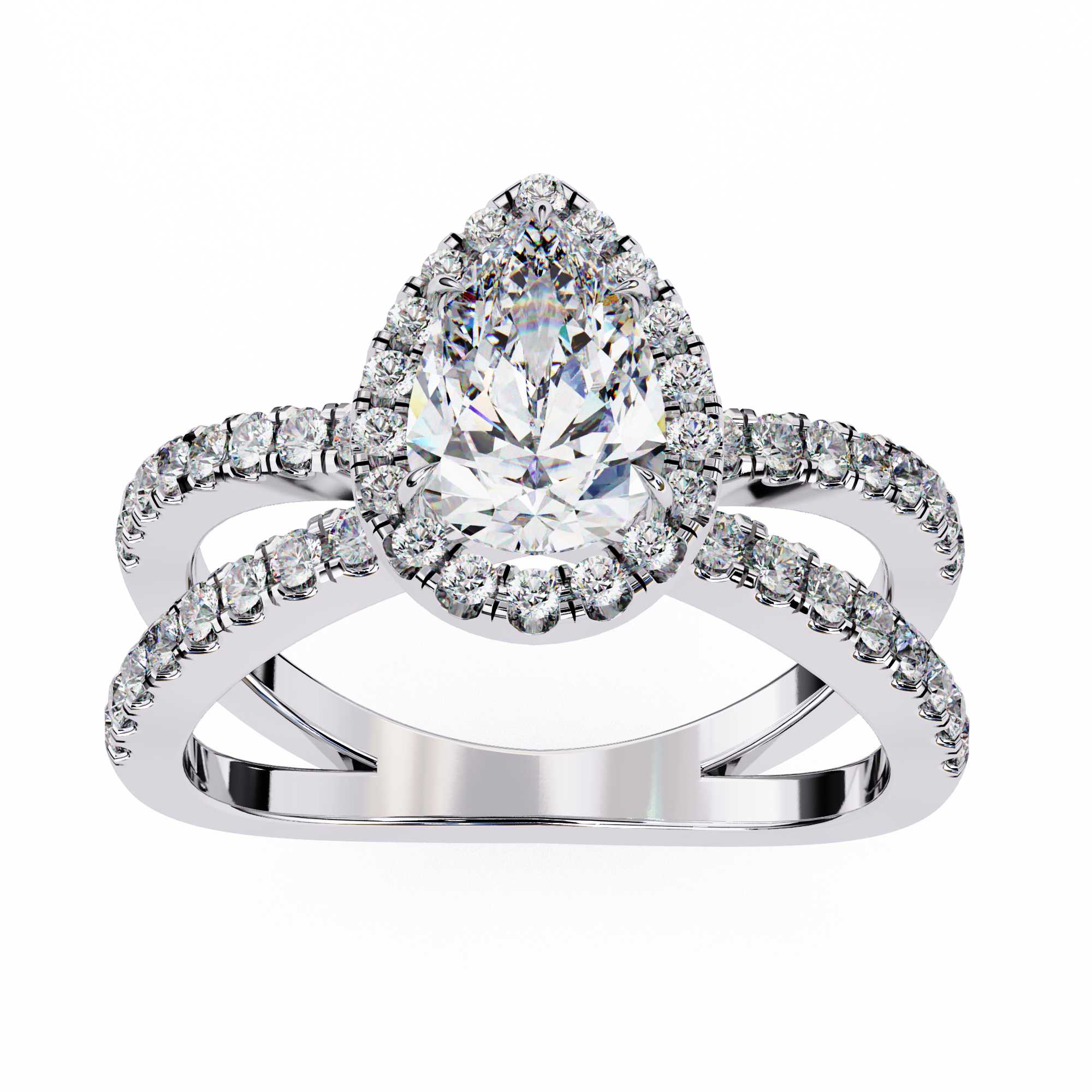 Pear Diamond Cut Halo Ring
