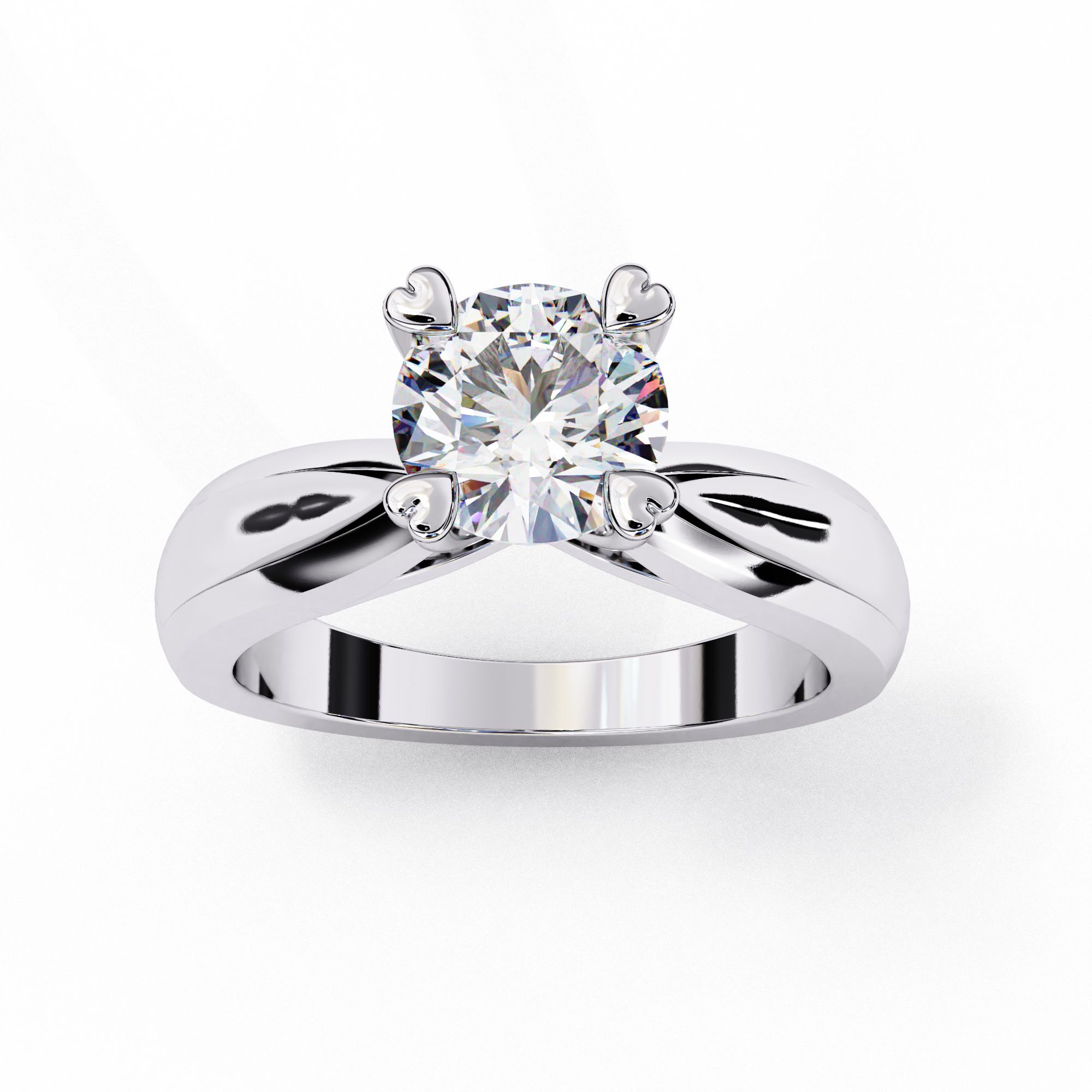 Heart-Claw Solitaire Diamond Ring