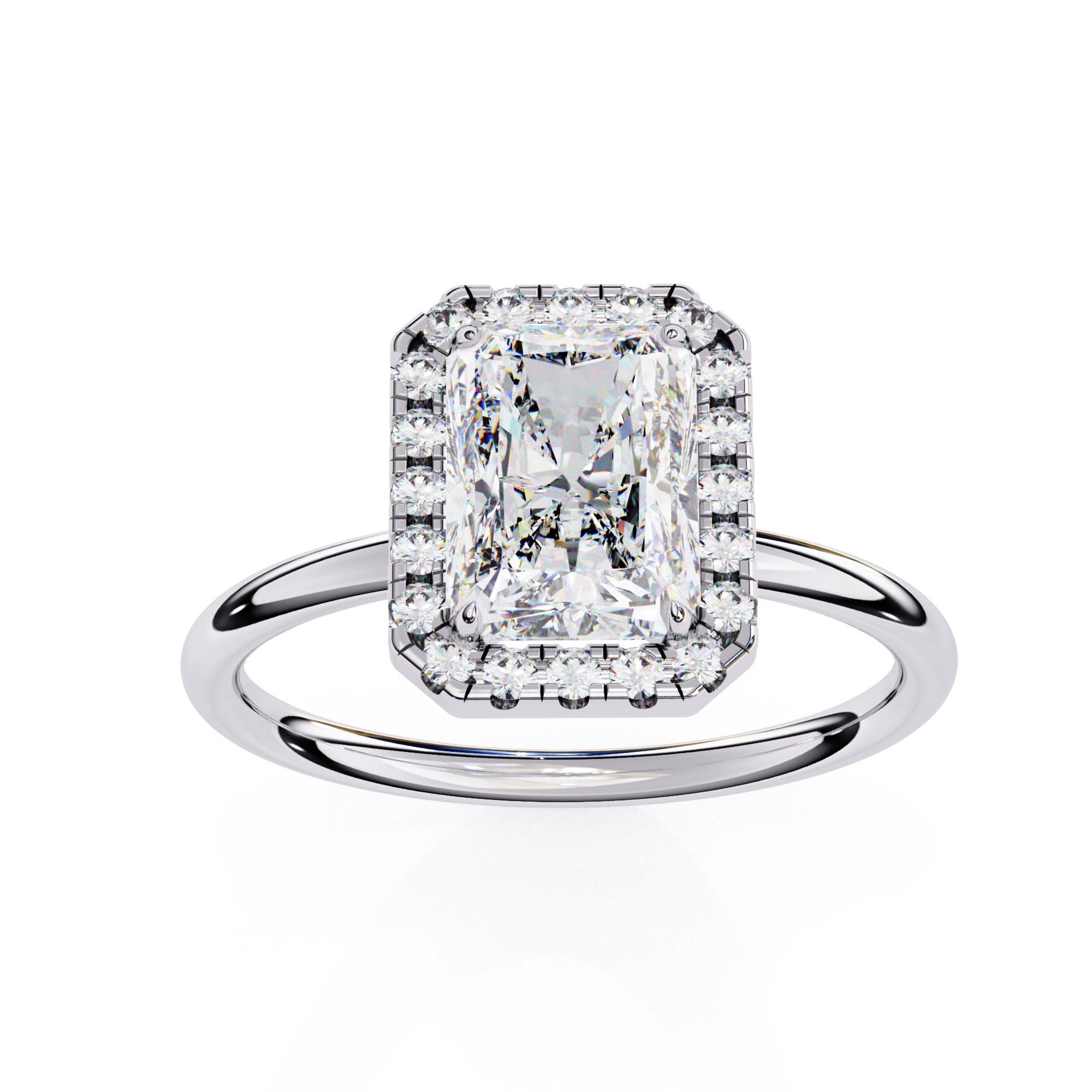Radiant Halo Engagement Ring