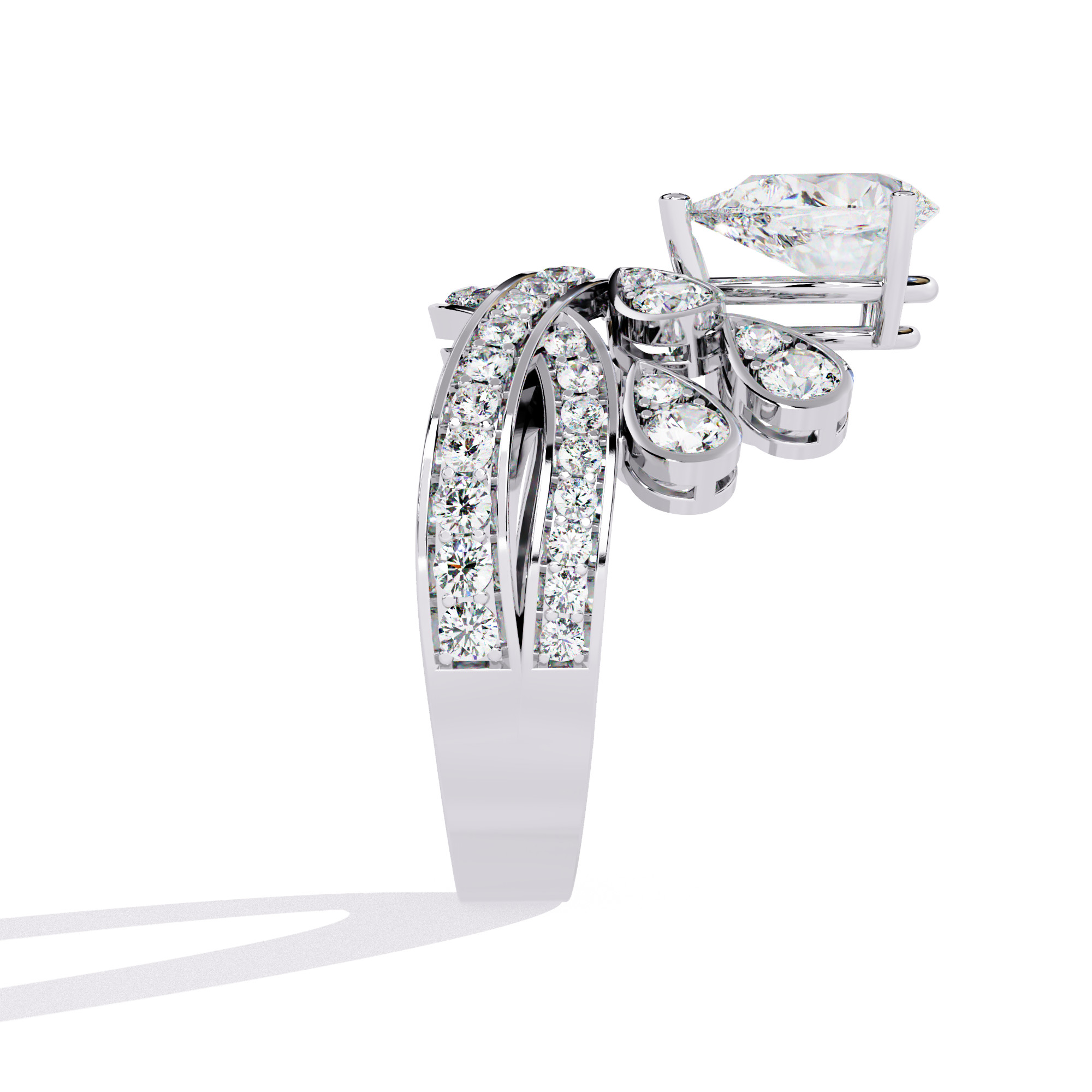 Cocktail Pear Cut Diamond Ring