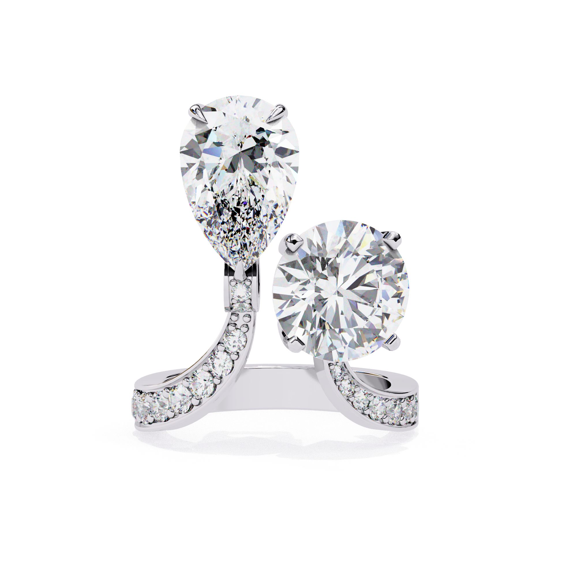 Round and Pear cut elegance ring