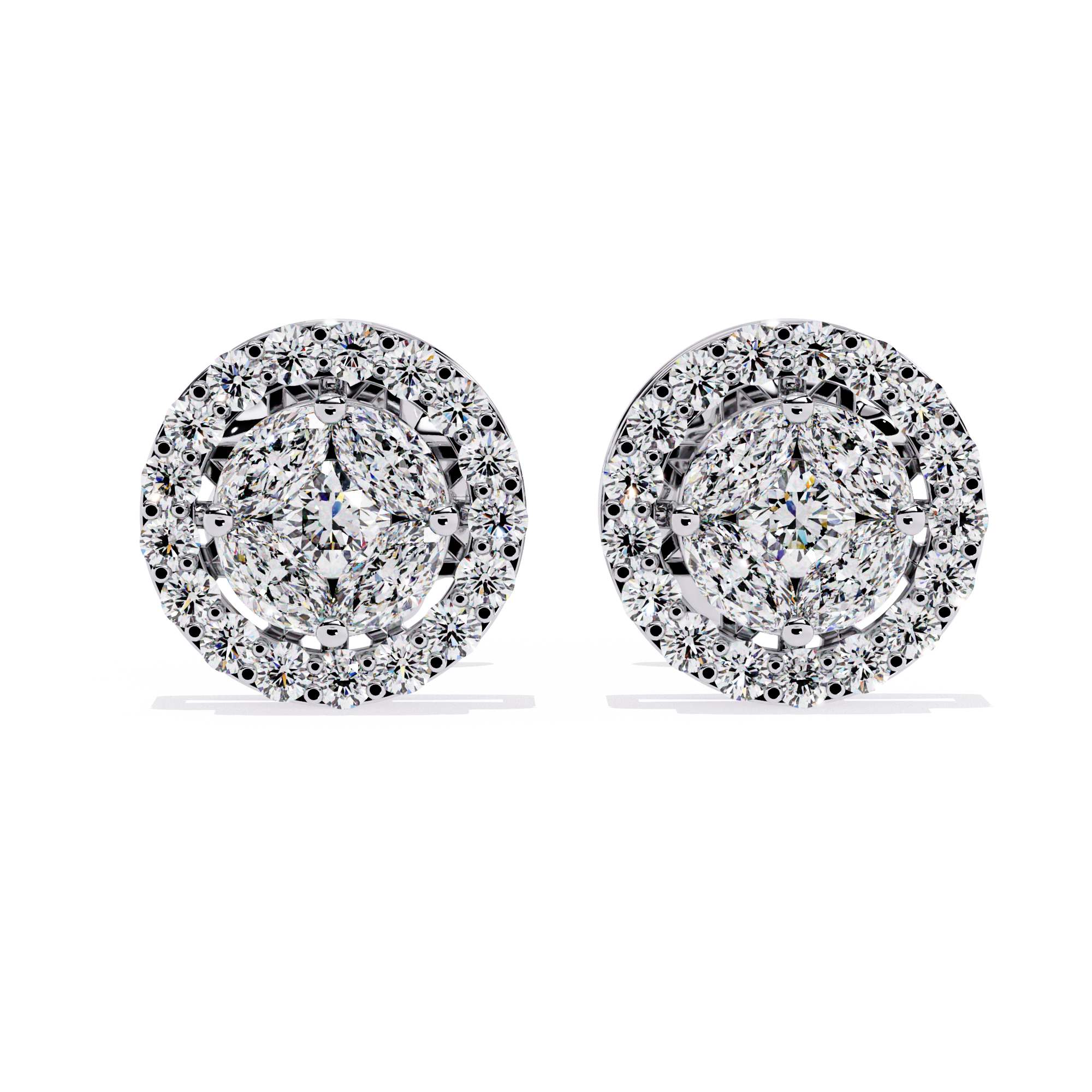 Diamond Halo Stud Earrings