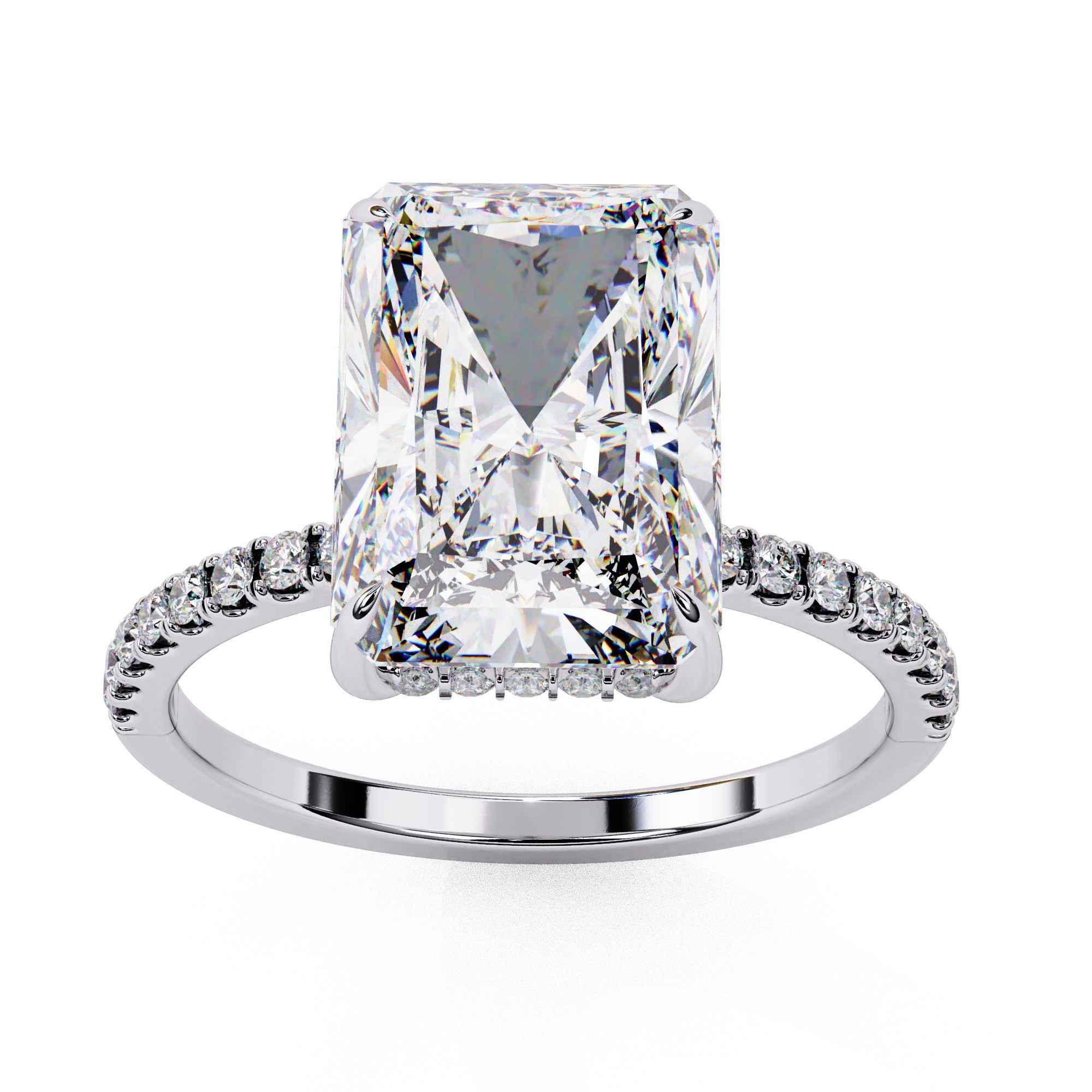 Radiant solitaire diamond ring