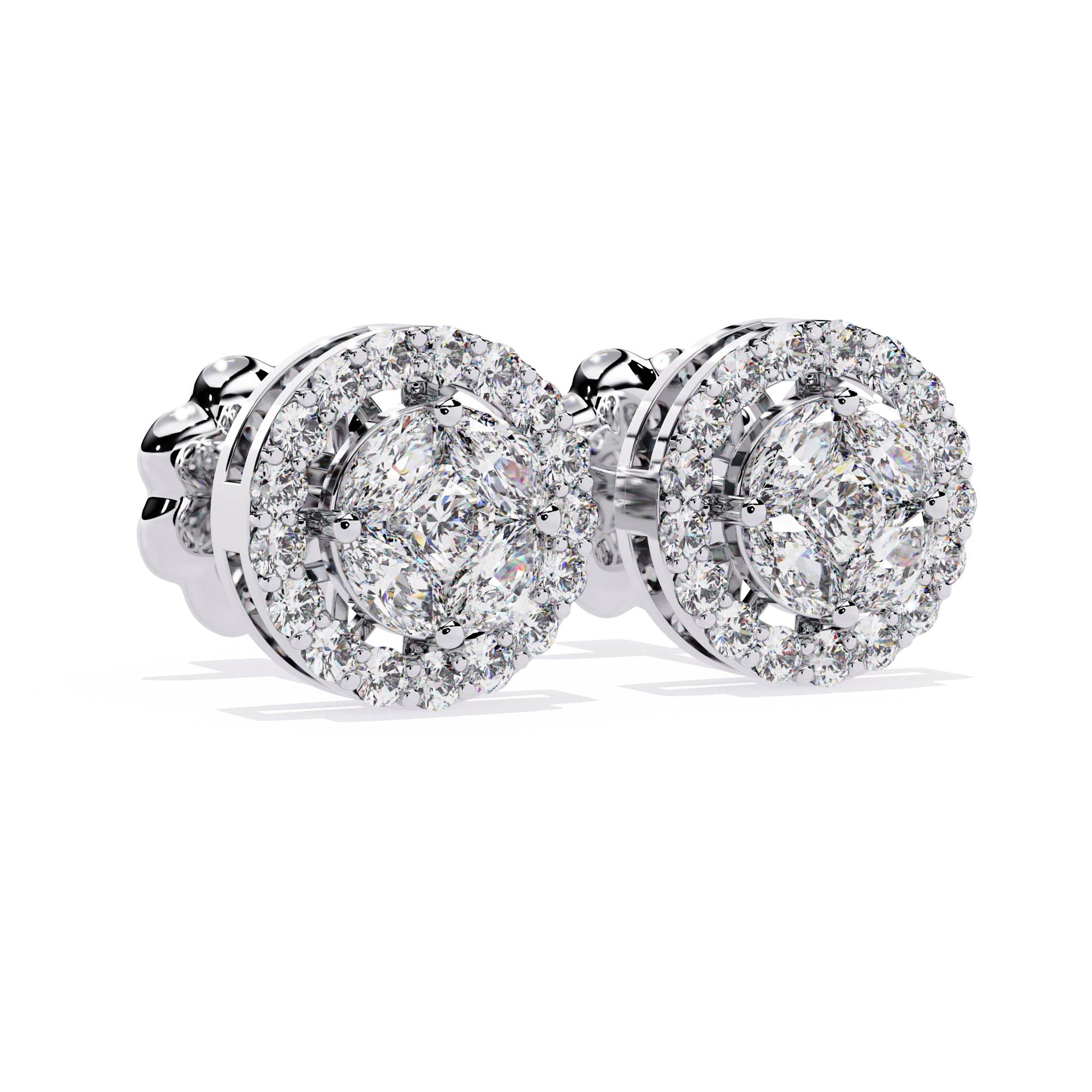 Diamond Halo Stud Earrings