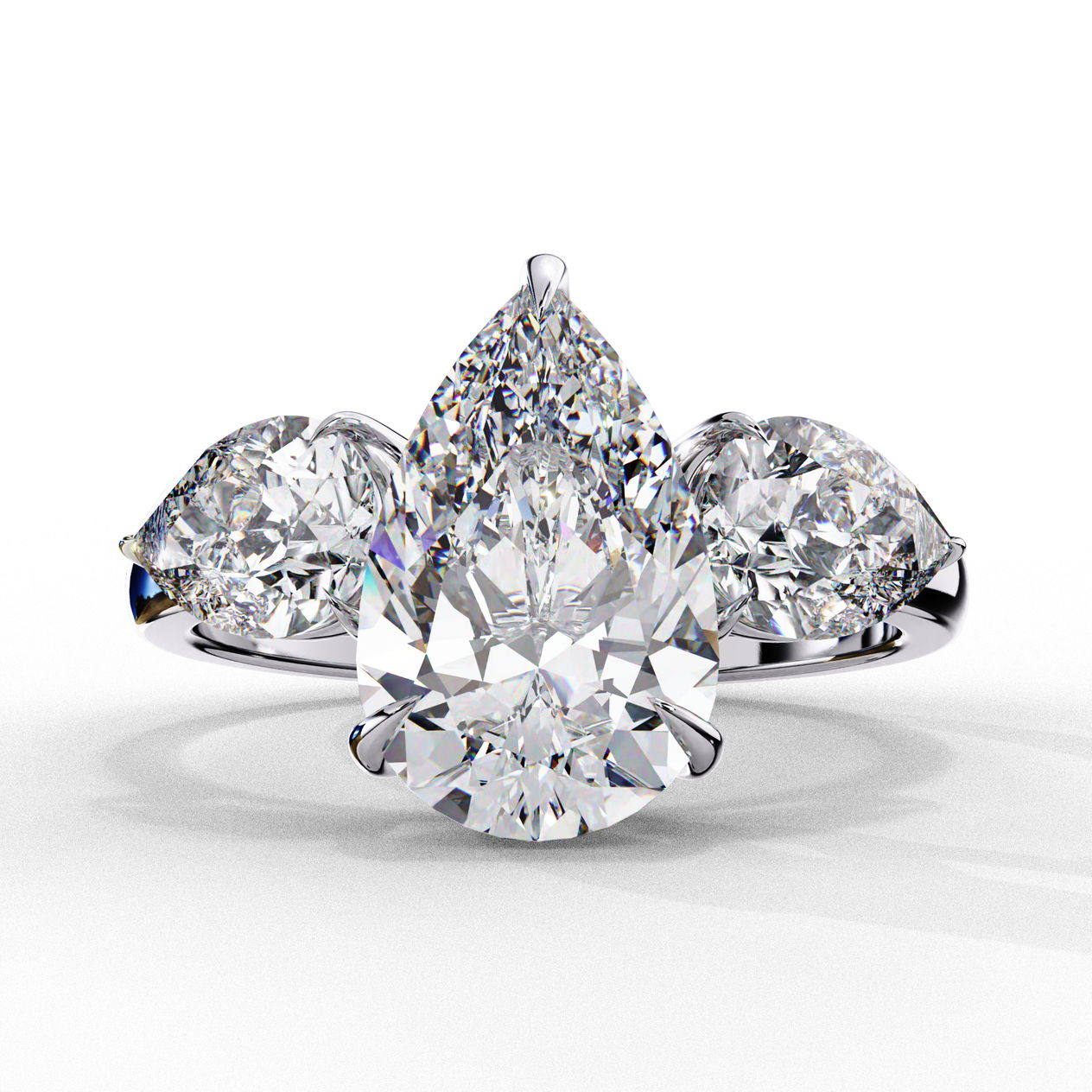 Three Stone Pear Cut Diamond Ring