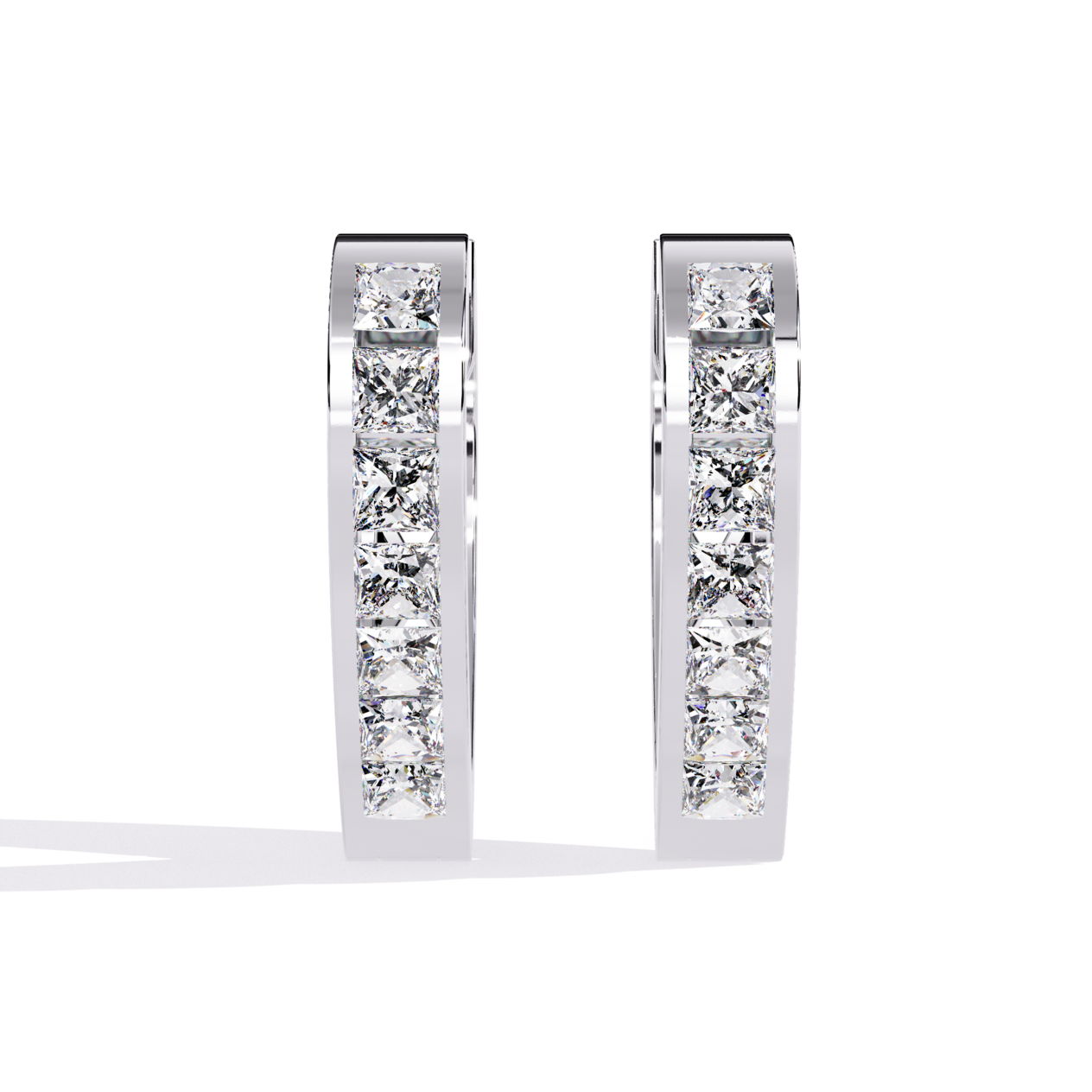 Princess cut diamond hoop earrings